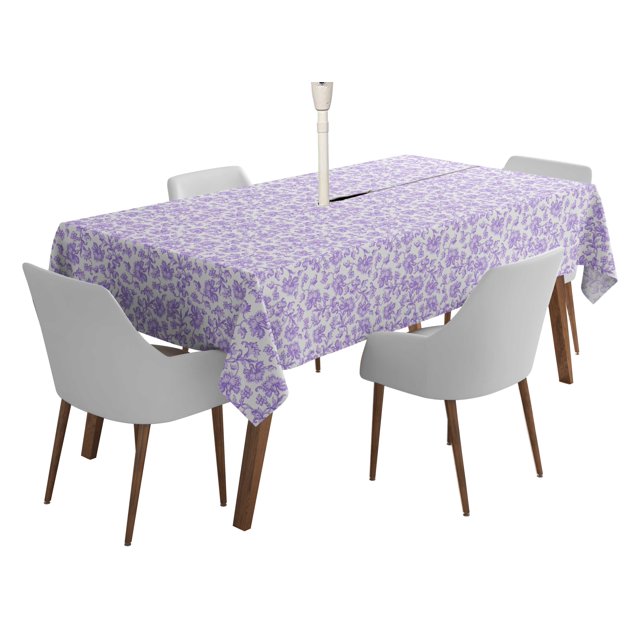 Vargottam Indoor/OutdoorTablecloth58x82 Inch RectangleTablecloth with Umbrella Hole and Zip- Waterproof PatioTableCloths- TableCovers for Backyard RectangularTable- Dusty Purple2