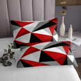 thumbnail image 3 of Erosebridal Red Gray Black Coverlet Set Twin, Geometric Triangle Bedding Set, Contemporary Room Decor 2pcs, 3 of 5