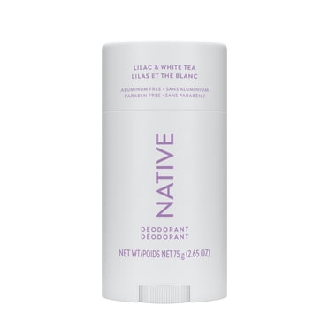 Déodorant sans aluminium Native pour femmes, en bâton, 72 heures, Lilas et thé blanc, 75 g