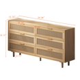 thumbnail image 3 of Commode en Rotin pour Chambre avec 6 Tiroirs, 59,06 Po Commodes Bohèmes pour Chambre, Grande Commode, Garde-Robe, Meuble Télé Bohème pour Salon, 3 of 11