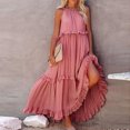thumbnail image 5 of Robes d'Été pour Femmes 2025 Robe Maxi Sans Manches Décontractée Fluide à Volants Élégante Robe Maxi Unie Rouge TG, 5 of 5