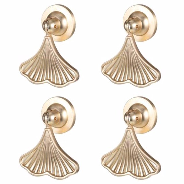 Transemion 4pcs Zinc Alloy Ginkgo Leaf Shape Knob Handle For Furniture Easy Installation Easy To Instal