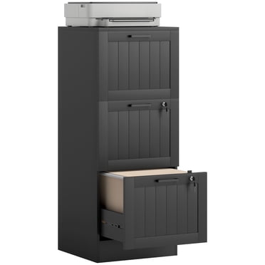 HOMCOM Classeur à 3 Tiroirs avec Serrure Armoire de Classement pour Formats A4 et Lettre Noir