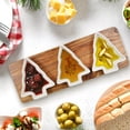 thumbnail image 2 of Holiday Time Cranberry Spice Collection Tree 3-Pack Stoneware Serving Snack Dip Bowls on Wood Tray, 4-Piece, 2 of 8