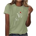 thumbnail image 1 of yievot Chemises pour Femmes Mode Manches Courtes Col Rond Impression de la Saint-Valentin Chandail Décontracté T-Shirt Hauts Chemise, 1 of 5