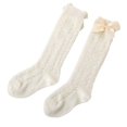 thumbnail image 1 of Faithtur Toddler Girls Summer Mesh Socks Solid Color Mid Tube Breathable Hollow Bows Princess Socks, 1 of 5