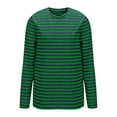 thumbnail image 4 of Aocisk T-Shirts à Blocs de Couleur Rayés pour Femmes à Manches Longues, Col Rond, Coupe Régulière, T-Shirts Décontractés Confortables pour l'Automne, Hauts Verts TG, 4 of 6