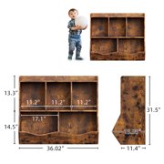 Ourlova EastVita EastVita Kids Bookshelf and Bookcase Toy Storage Shelf with Cubby Organizer Cabinet for Boys Girls for Children Playroom Hallway School (Vintage)