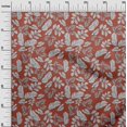 thumbnail image 3 of oneOone Viscose Chiffon Dark Peach Fabric Tropical Line Drawing Leaf Craft Projects Decor Fabric Printed By The Yard 42 Inch Wide, 3 of 5
