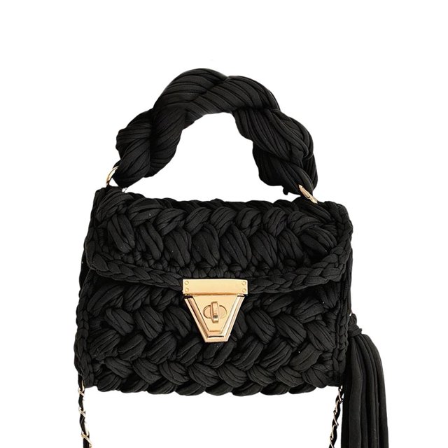 RYGRZJ Sac à Main Mode Coloré Crochet pour Femmes Épaule Épaisse à Franges I0M9 Sac Tissé