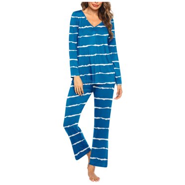 Rbaofujie Girls Pajamas Ladies' Casual Solid Color Casual Top Pants Pajama Set Womens Sleepwear