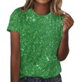 thumbnail image 1 of Amzcrzy Hauts pour Femmes T-Shirts Décontractés à Manches Courtes Hauts d'Été Mode Col Rond Hauts à Sequins pour Femmes Confort Polyvalent Hauts de Sortie Blouses, 1 of 4