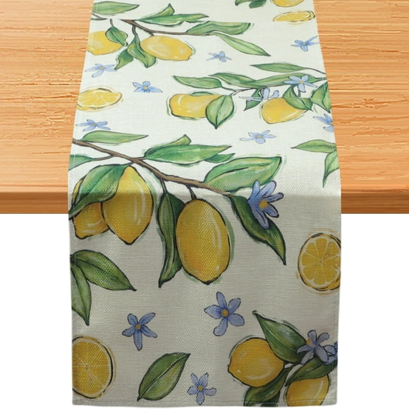 Unique Bargains Lemon Table Runner 13x72 Inch Summer Table Runner Table Runners 72 Inches Long for Kitchen Dining Home Decor