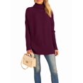 thumbnail image 3 of Women'S Oversized Loose Sweater Autumn Batwing Sleeve Ribbed Tunic Sweater Wine Red XXXL, 3 of 9