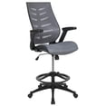 thumbnail image 1 of High Back Dark Gray Mesh Spine-Back Ergonomic Drafting Chair with Adjustable Foot Ring and Adjustable Flip-Up Arms, 1 of 9
