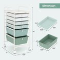 thumbnail image 2 of Costway 6-Drawer Rolling Art & Craft Storage Cart with Removable Drawers & Metal Frame, Lockable Wheels Gradient Green, 2 of 10