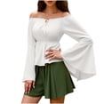thumbnail image 2 of Soki Chemise Blouse de Pirate Bohème pour Femmes, Style Renaissance Victorienne Paysanne, à Volants, Taille Smockée, Costume de Cosplay, 2 of 9