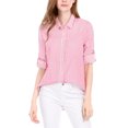 thumbnail image 1 of INSPIRE CHIC Chemises à Col à Revers pour Femmes, Boutonnées, Manches Longues Retroussables, m Rose, 1 of 7