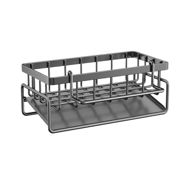 Decodeary Space-Saving Storage Rack For Kitchen Spreaders Versatile Kitchen Sink Organizer Gray with pole
