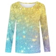 thumbnail image 1 of Girls Tshirts Spring Summer Long Sleeve Gradient Sequin Printed Round Neck Flash Shirt Girls Tops Yellow 2-3Years, 1 of 4