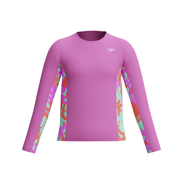 Speedo Girl's UV Protection Short Sleeve Rashguard Set - Scuba Blue, Size 5