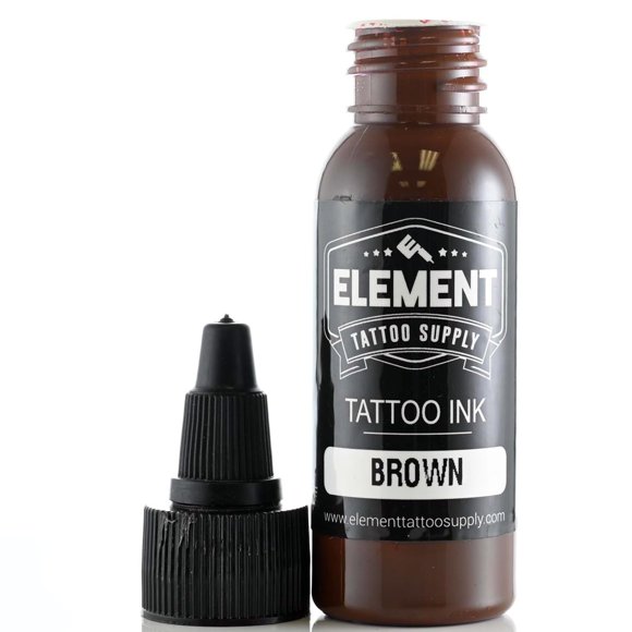 ELEMENT TATTOO SUPPLY - Brown Tattoo Ink 1oz Deep Earth Tone Pigment for Realism and Shading Professional Tattoo Ink Brown Pre-Dispersed and Made in USA 1 oz Bottle