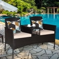 thumbnail image 4 of Costway Patented Patio Rattan Chat Set Loveseat Sofa Table Chairs Conversation Cushioned, 4 of 10