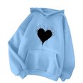 thumbnail image 4 of Pompotops Chandail Confortable pour Femmes Motif Cœur Imprimé Chandail à Capuche pour Femmes avec Poche et Cordon Liquidation, 4 of 4