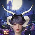 thumbnail image 3 of Devil Sheep Headband Gothic Punk Hair Accessory for Fancy Dress Costume White, 3 of 8