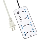 Graflsoa 6-Outlet Surge Protector with 3 USB Ports & 1 Type-C, 6ft Extension Cord, White, Compact Design, Safety Features, 2200W Power Capacity, EU/US/UK Plug Options
