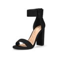 thumbnail image 1 of BLISSFUL STEP Women's Block Heels Zipper Buckle Ankle Strap Sandals Black 10, 1 of 8