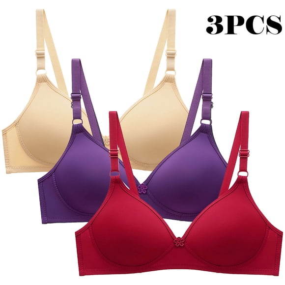 Bras for Women, 3pcs Womens Bra Soild Wire Free Underwear Bra Everyday Small Cup Underwear