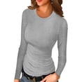 thumbnail image 1 of Anygrew Women Long Sleeve Top Casual Basic Slim Knit Ribbed T Shirt, 1 of 5