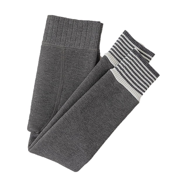 MIASHUI Girls Leggings Winter Solid Color Stretchy Tights Thermal Ninth Pants,Grey,3-5 Years