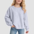 thumbnail image 2 of WUANDIXFA Chandails à Manches Longues d'Automne pour Filles Chandail à Enfiler à Manches Longues pour Filles Confortable Doux à la Mode et Décontracté Chandail à Col Rond à Manches Longues pour Filles Gris Pâle, 14-15 Ans, 2 of 5