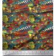 thumbnail image 1 of Soimoi Brown Rayon Fabric Triangle & Brush Stroke Abstract Decor Fabric Printed Yard 56 Inch Wide, 1 of 3