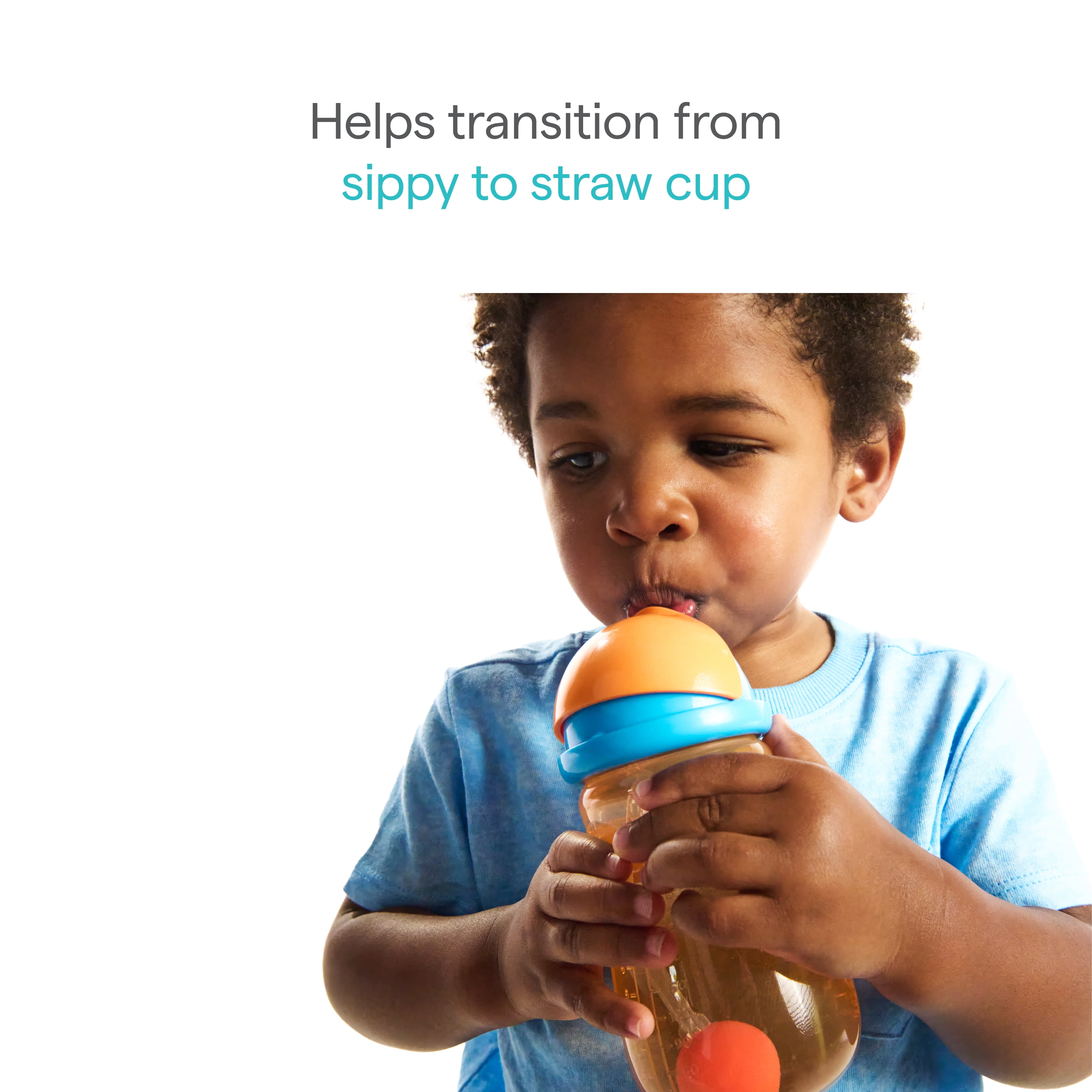 Munchkin Any Angle™ Spill-Proof Weighted Straw Trainer Cup with Click Lock Technology, Baby & Toddler Transition Sippy Cup, 10 Ounce Orange