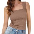 thumbnail image 2 of LSLJS Womens Summer Solid Tank Tops Neck Crop Tops Flower Spring Going Out Tops Slim Crop Cami Wide Straps Sleeveless Shirts Top, Womens Tank Tops, 2 of 9