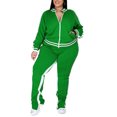 thumbnail image 1 of MAWCLOS Women Plus Size Slim Leg Sweatsuits Running Long Sleeve Jacket+Sweatpants Green XXXL, 1 of 5
