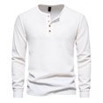 thumbnail image 1 of Yuyuzo Men Basic Tops Long Sleeve 1/4 Button Notch V Neck Cozy Fall Casual Shirts Blouse Solid Color, 1 of 5