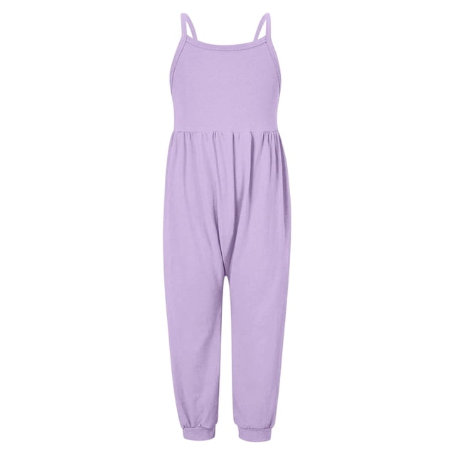 Girls Jumpsuit Solid Summer Rompers for Girls Sleeveless Rompers with Pockets Summer Clothes for Teens 4T