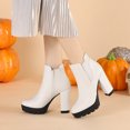 thumbnail image 2 of Unique Bargains Bottes Chelsea à Plateforme à Talons Hauts Épais à Fermeture Éclair pour Femmes, 2 of 6