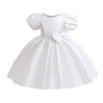 thumbnail image 1 of FAIWAD Robe de Fête de Mariage pour Filles, Manches Bouffantes, Nœud, Asymétrique, Robe de Soirée pour 4-12 Ans, 1 of 7