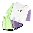 thumbnail image 3 of Hiiyo Ensembles pour Grandes Filles, Haut à Manches Courtes à Blocs de Couleur et Short, Ensembles de Vêtements pour Enfants, 3 of 4