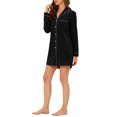 thumbnail image 4 of INSPIRE CHIC Chemise de Nuit à Manches Longues pour Femme, Col à Revers Cranté, Boutonnée, L Noir, 4 of 6