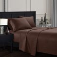 thumbnail image 1 of YYAO King Size Luxurious Striped Sheet Set for Home Hotel, 4 Piece, Coffee, 1 of 1