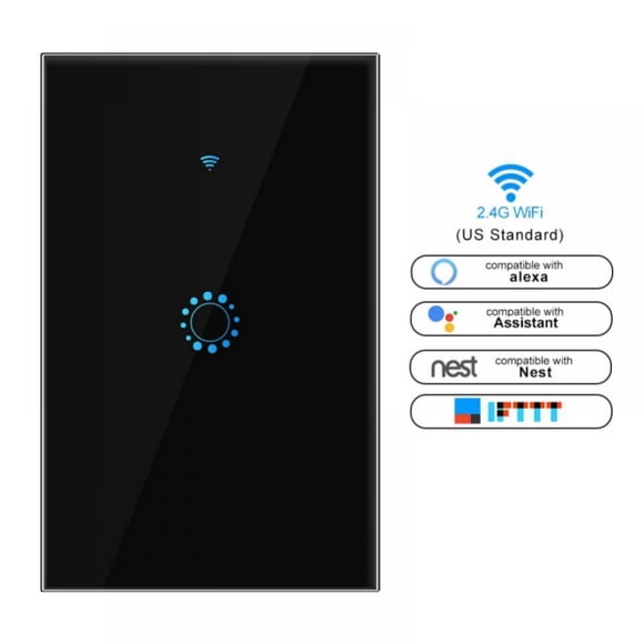 POINTERTECK 1/2/3 Gang WiFi Smart Touch Light Switch US Black