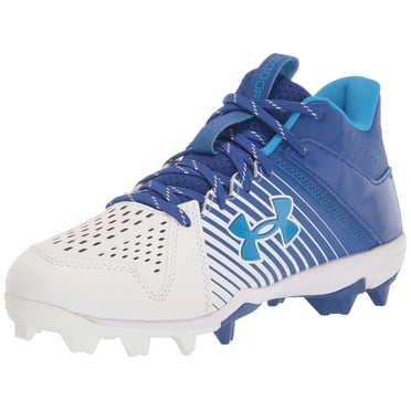 Under Armour Soulier à Crampons de Baseball Moulé en Caoutchouc Mi-Haut pour Homme Leadoff, (400) Royal/blanc/blanc, 9