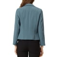 thumbnail image 3 of INSPIRE CHIC Women's Blazer Open Front Wear-to-Work Summer Crop Suit Jacket Blue Grey-Solid XS, 3 of 6