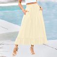 thumbnail image 2 of Bovxnpu Plus Size Skirts For Women, Womens Summer Midi Skirts Ruffle Flowy A-Line Long Skirt with Pockets, Womens Elastic Waist Drawstring Pleated Mid Skirt XXL, 2 of 5